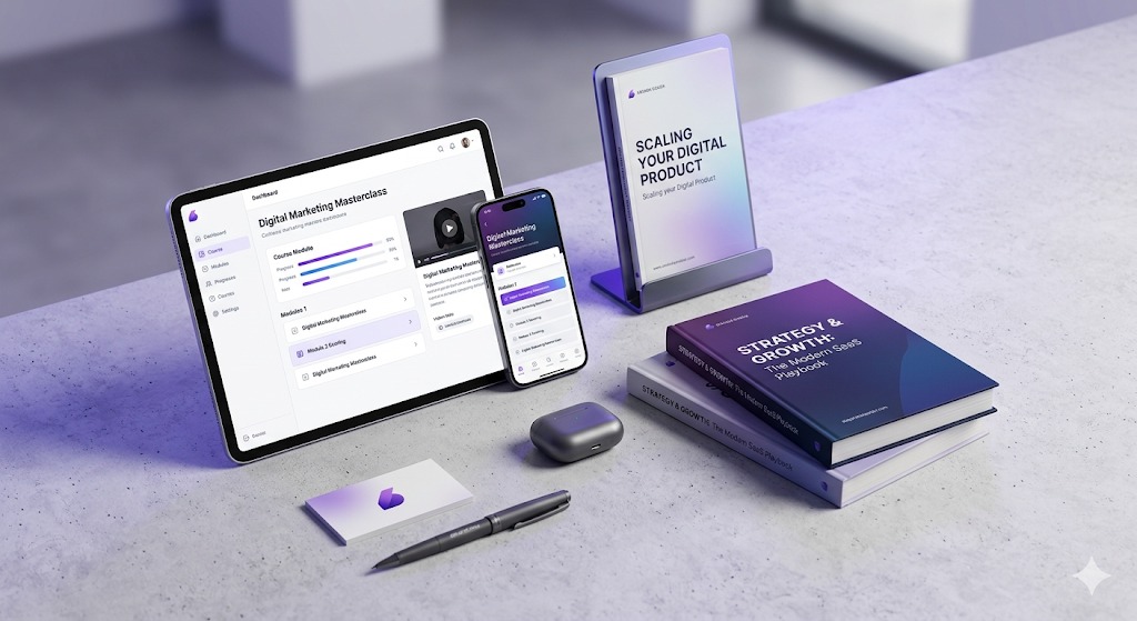Mockups de produtos digitais da Poli